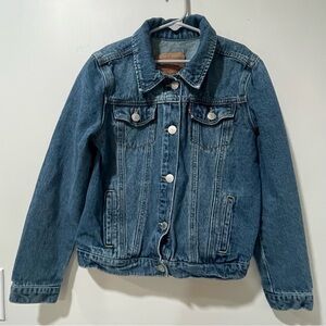Girls Levi’s Denim Trucker Jacket Medium Blue Wash Classic American Versatile